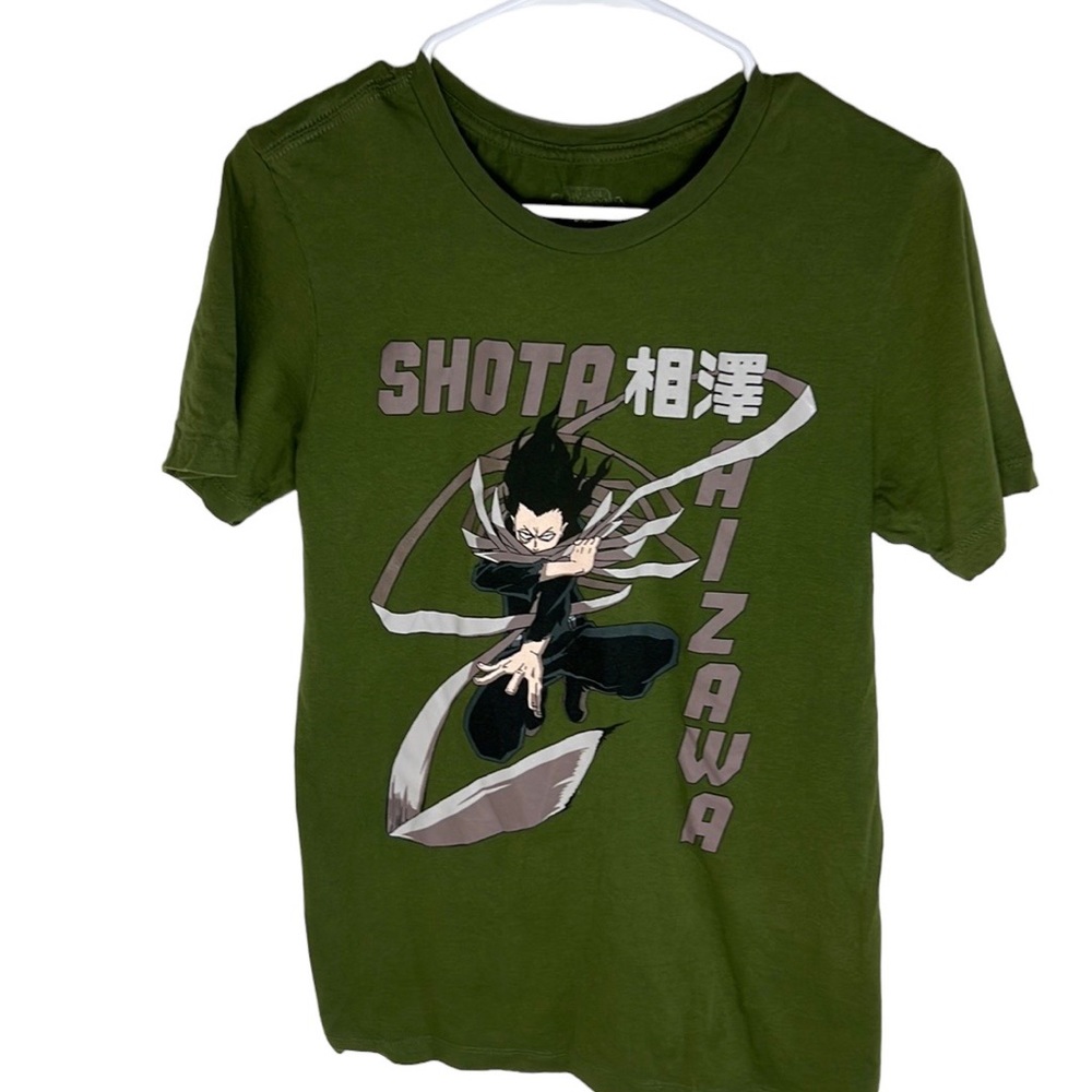 Anime My Hero Academia Shota Aizawa T-Shirt Size S Dark Green Logo Cartoon Tee